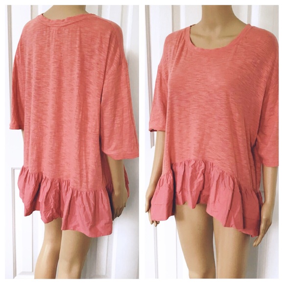 Anthropologie Tops - Anthropologie High Low Ruffle Loose Fit Top M